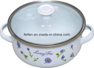 Enamel Casserole with Glass Lid, Colorfull Decor