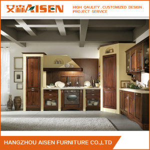 Custom Charming Brown Solid Wood Kitchen Cabinet Made in China