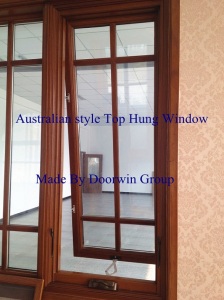 Australia Style Solid Wood Aluminum Top Hung Window, Wood Aluminum Awning Window with Divided Light